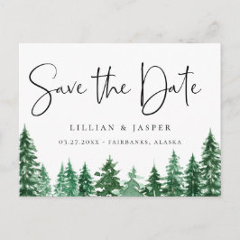 Rustik Skog Vattenfärg Spara Datum Meddelande Vykort