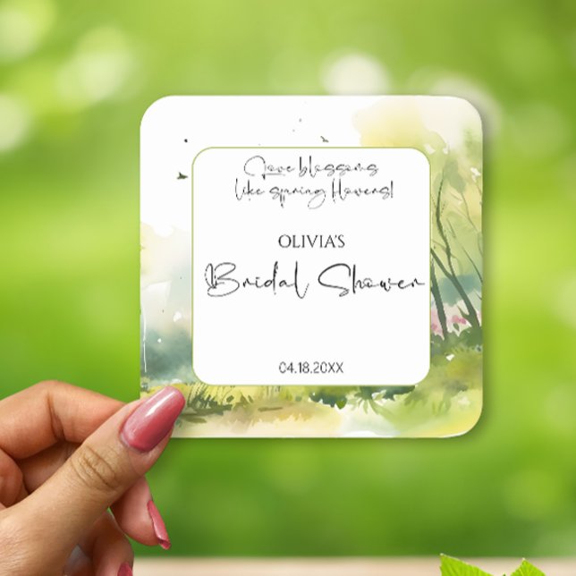 Rustik skoglig vårskogs bröllopsdusch underlägg papper kvadrat (Skapare uppladdad)