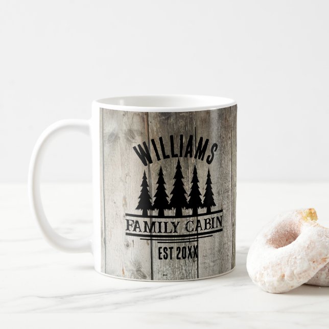 Rustik Skogs Personlig Familj Stugans Namn Est Kaffemugg (Med munk)
