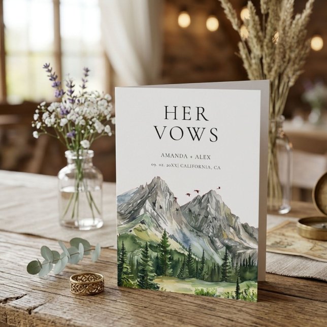 Rustik Skogsbergs- och Skogsmiljö Hennes Bröllopsl Kort (Skapare uppladdad)