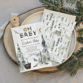 Rustik skogsbjörn baby shower-inbjudan