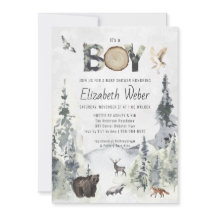 Rustik skogsbjörn baby shower-inbjudan