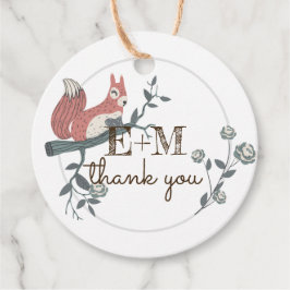 Rustik skogsekorre Kraft-monogram tack Gåvor Etiketter