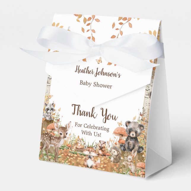 Rustik Skogslandskap Neutral Baby Shower Presentaskar (Framsidan Sidan)