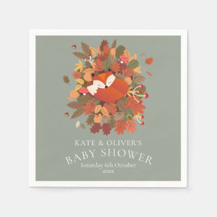Rustik Skogsrävunge Par Babyshower Pappersservett