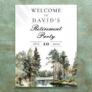Rustik Skogssjö Retirement Party Välkomstskylt Poster