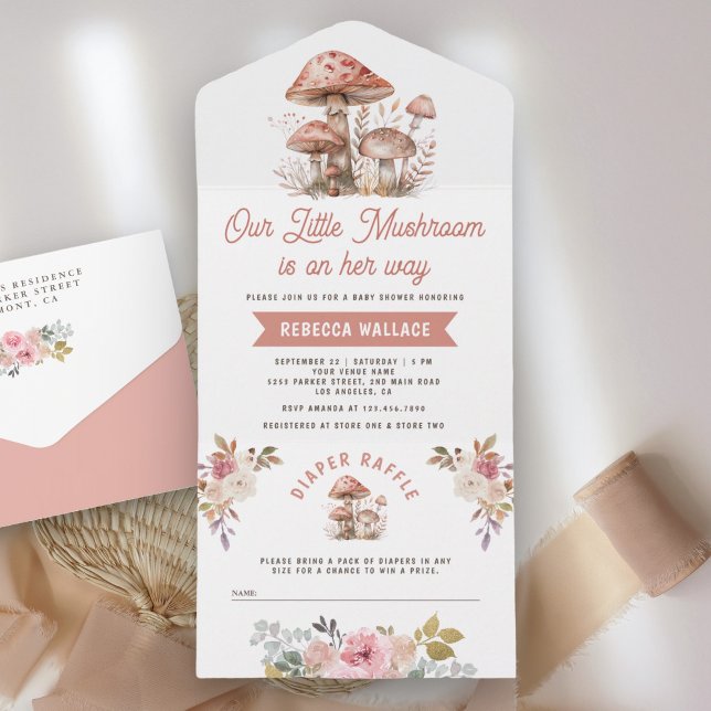 Rustik Skogsskötsel Rosa Svamp Baby Shower (Skapare uppladdad)