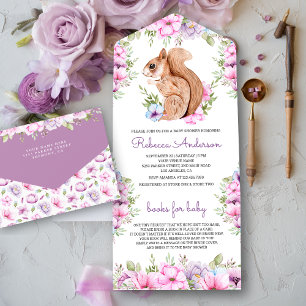 Rustik Skogsstuga Söt Blommig Ekorre Baby Shower