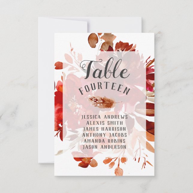 Rustik Skönhet Blommiga Infattade Bröllopsbord Num Inbjudningar (Framsida)