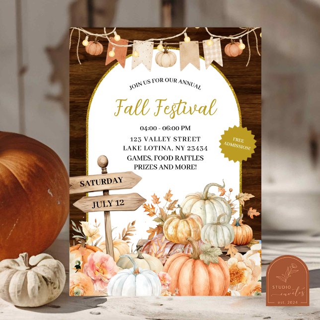 Rustik Skördefest för Pumpa Höst Inbjudningar (Skapare uppladdad)