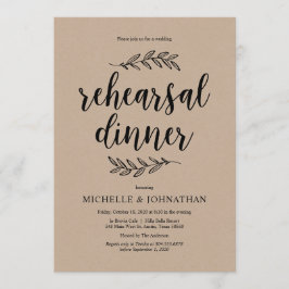 Rustik skrift, rustic kraft, Övnings Middag Inbjudningar