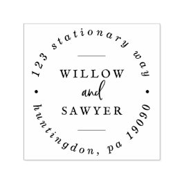 Rustik skript, cirkulär Adress i Bröllop Självfärgande Stämpel