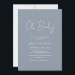 Rustik skript Dusty Blue Simple Boy Shower Inbjudningar<br><div class="desc">Modern dammiga blåduschinbjudan med en enkel design med "Oh Baby" i ett stil-skript,  typografi. Den här elegantens inbjudan med minimalistisk layout är perfekt för en pojkbabydusch.</div>