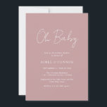 Rustik skript Dusty Ro Simple Girl Baby Shower Inbjudningar<br><div class="desc">Modern dammiga rosa-babyduschinbjudan till ro med en enkel design med "Oj Baby" i en rustisk stil-manustypografi. Den här elegantens inbjudan med minimalistisk layout är perfekt för en flickdusch.</div>