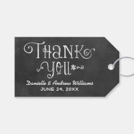 Rustik skript, färgkort, svart Bröllop Tack Presentetikett