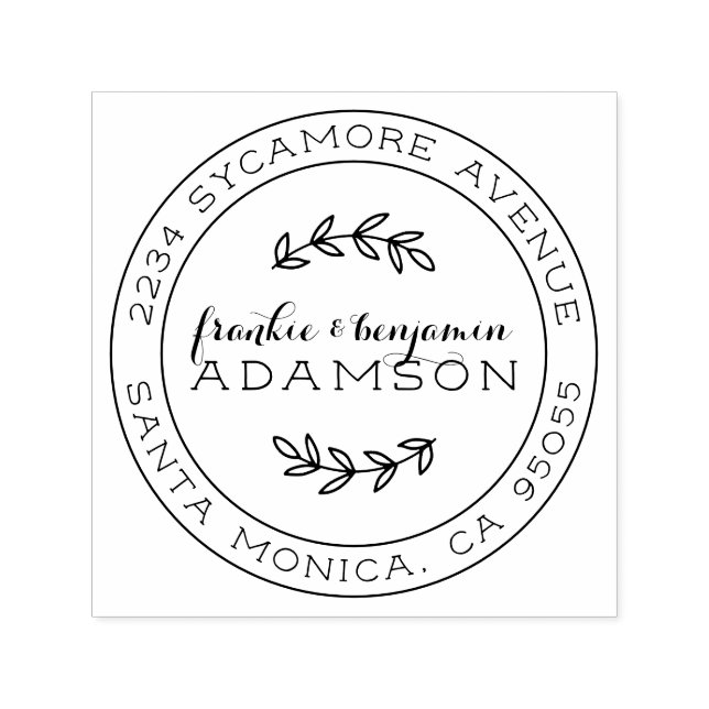 Rustik skriptrunda, fyllda par Returadresser Självfärgande Stämpel (Design)