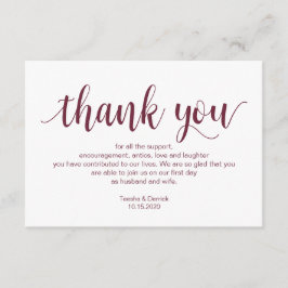 Rustik skrivstil, Burgundy, Bröllop tack Tilläggskort