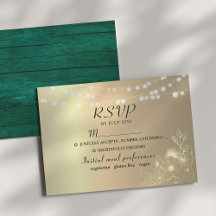 Rustik Smaragdgrön Guld Bröllops RSVP-kort