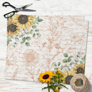 Rustik solbukett Vintage Letter Decoupage Presentpapper