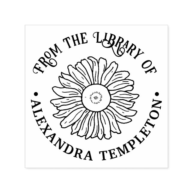 Rustik solros #1 Rund bibliotek boknamn Självfärgande Stämpel (Design)