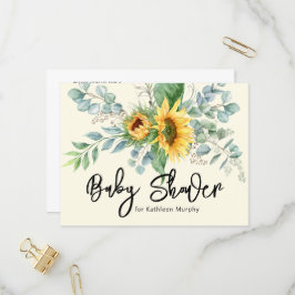 Rustik solros eukalyptus grönska baby shower inbjudan vykort