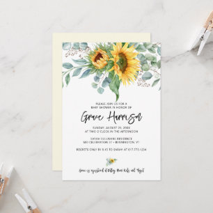 Rustik solros eukalyptus grönska baby shower inbjudningar