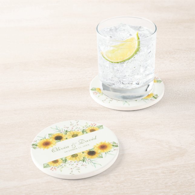 Rustik Solros Glädje Bröllop Underlägg (Sidan)