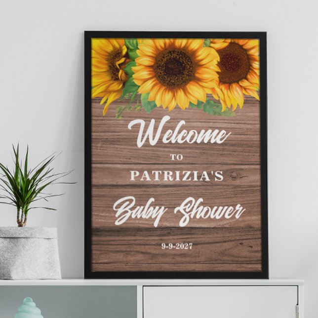 Rustik solros höst välkommen baby shower poster (Skapare uppladdad)