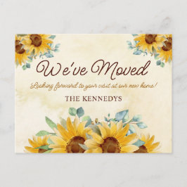 Rustik solros i akvarell för ny hem inflyttning meddelande vykort
