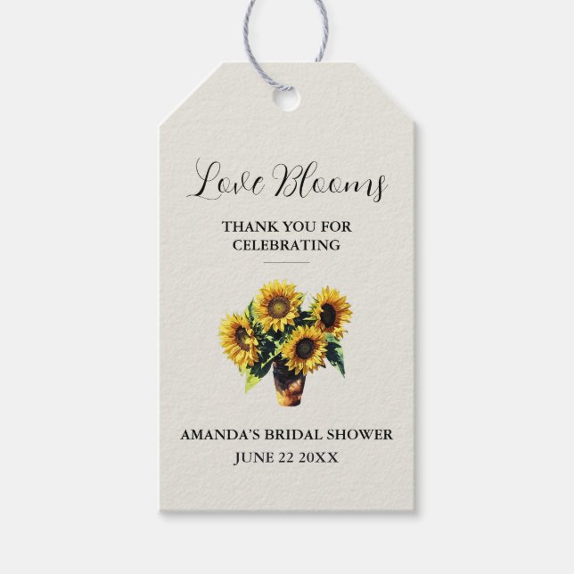 Rustik Solros Kärlek Blommar Bröllopspresent Presentetikett (Framsidan)