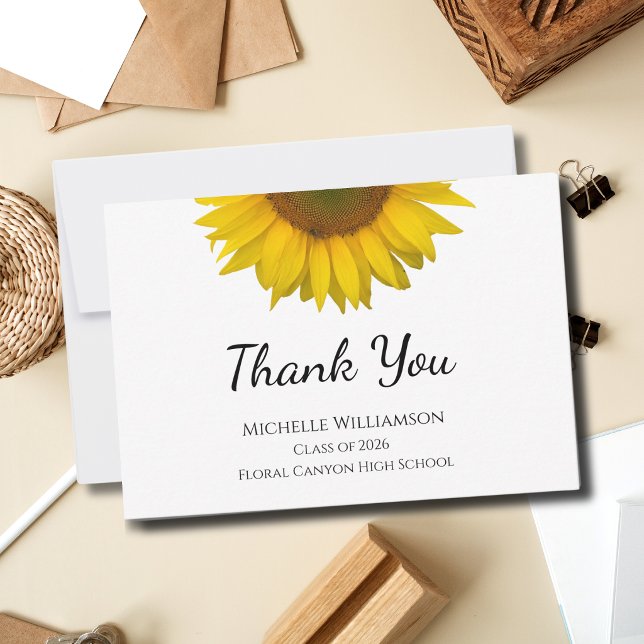 Rustik solros Klass 2026 examen Tack Kort (Skapare uppladdad)