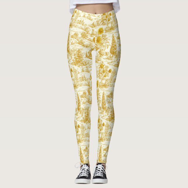 Rustik solros landsbygdstoile i varma nyanser leggings (Framsida)