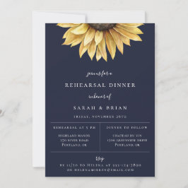 Rustik solros middagsrepetition i marinblått meddelande