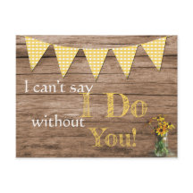 Rustik solros- och rutig brudtärningsinbjudan