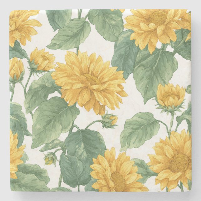 Rustik solros vattenfärg blomster lantlig stuga stenunderlägg (Framsidan)