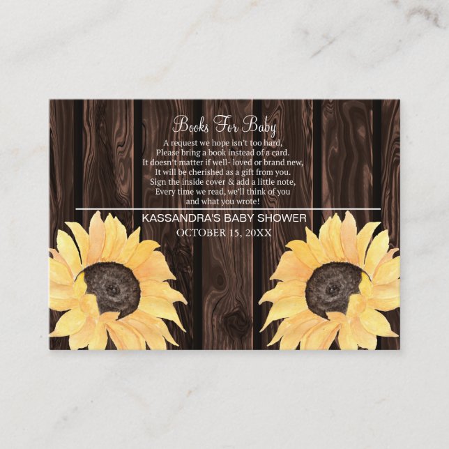 Rustik Solrosbabyskor Bok för Baby Tilläggskort (Framsida)