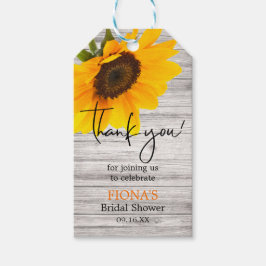 Rustik solrosbröllopsduschmanus Tack Presentetikett