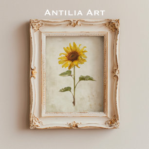 Rustik Solrosmålning Land Farmhouse Flower Poster