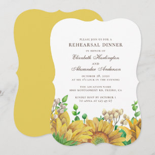 Rustik solrosmiddag. Land blommigt Inbjudningar