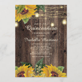 Rustik solrossträngljus överraskar Quinceanera Inbjudningar