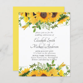 Rustik Solrosthérad Bröllop Stationery Budget