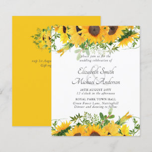 Rustik Solrosthérad Bröllop Stationery Budget