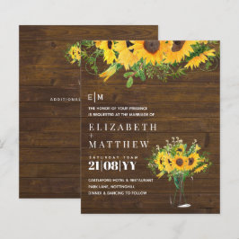 Rustik Solrosthérad Bröllop Stationery Budget