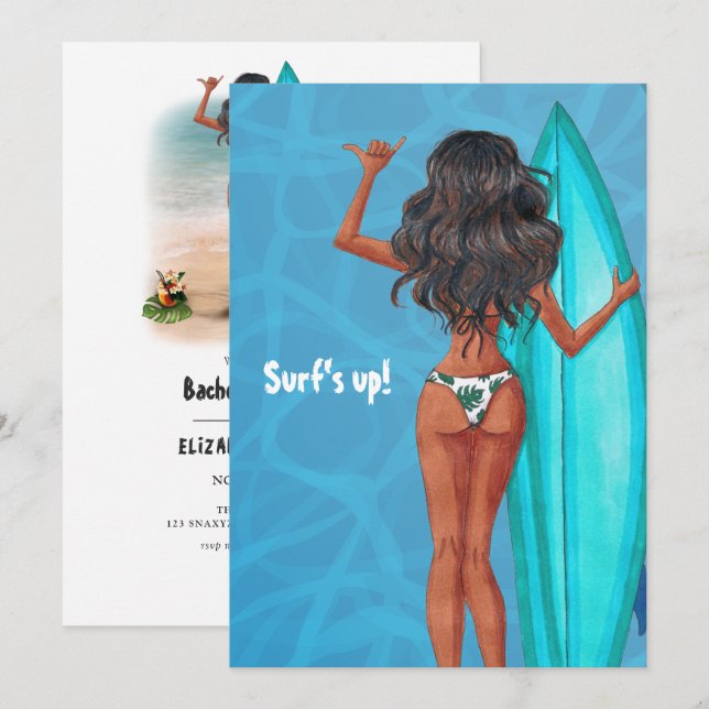 Rustik sommar surf strand semester möhippa inbjudningar (Fram/baksida)