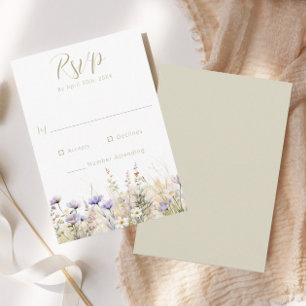 Rustik sommaräng vildblomma bröllop RSVP-kort OSA Kort