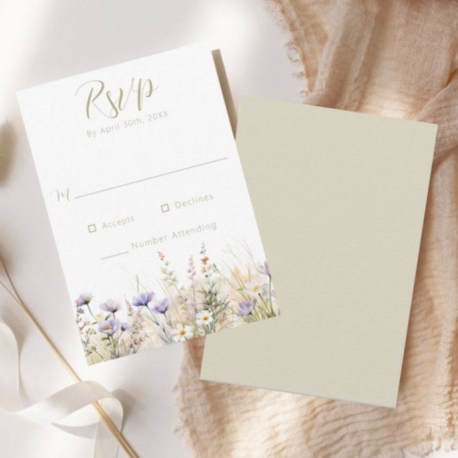 Rustik sommaräng vildblomma bröllop RSVP-kort OSA Kort (Skapare uppladdad)