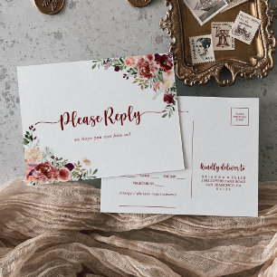 Rustik sommarblommig menyval RSVP  Vykort