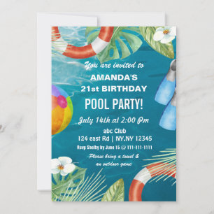 Rustik sommarpool fest födelsedags inbjudan