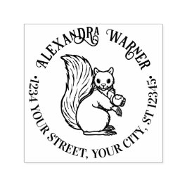 Rustik Söt Ekorre med Nöt Namn Returadress Självfärgande Stämpel