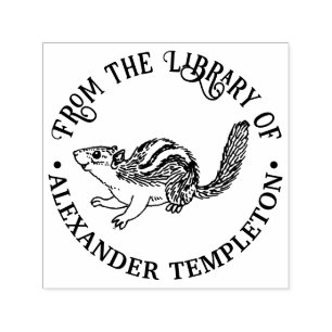 Rustik Söt Jordekorre Biblioteksboknamn Självfärgande Stämpel
